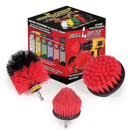 Drill Brush Power Scrubber By Useful Products 5 in W 5 in L Brush, Red R-S-4CO-QC-DB